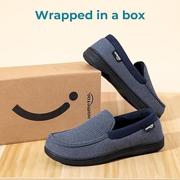 New HomeTop Mens 11 Denim Blue Memory Foam Non Slip Machine Washable Slippers - Picture 5 of 6